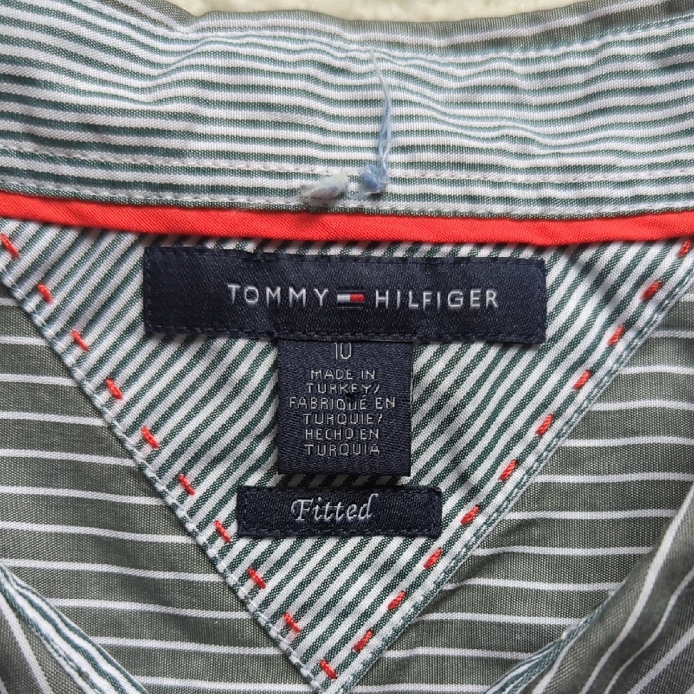 Tommy Hilfiger Grey and White Striped Button Down Shirt - Picture 11 of 11